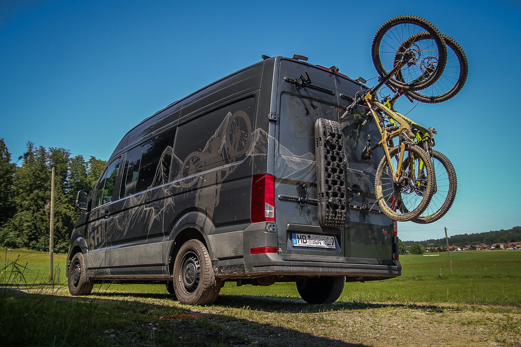 fahrradanhänger vw bus PUSHrack Fahrradträger Komplett Set für 2 Fahrräder passend für VW CRA — Crafter-Gen2